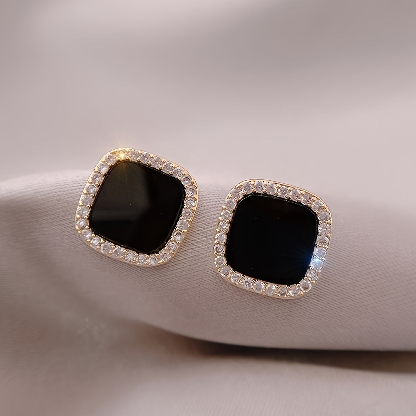 Women's Minimalist Rhinestone Geometric Square Stud Earrings for Holidays