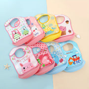 Kids Waterproof Cartoon Bib for Ages 0+ and 3+ in Mixed Colors with Easy Clean Detachable Design