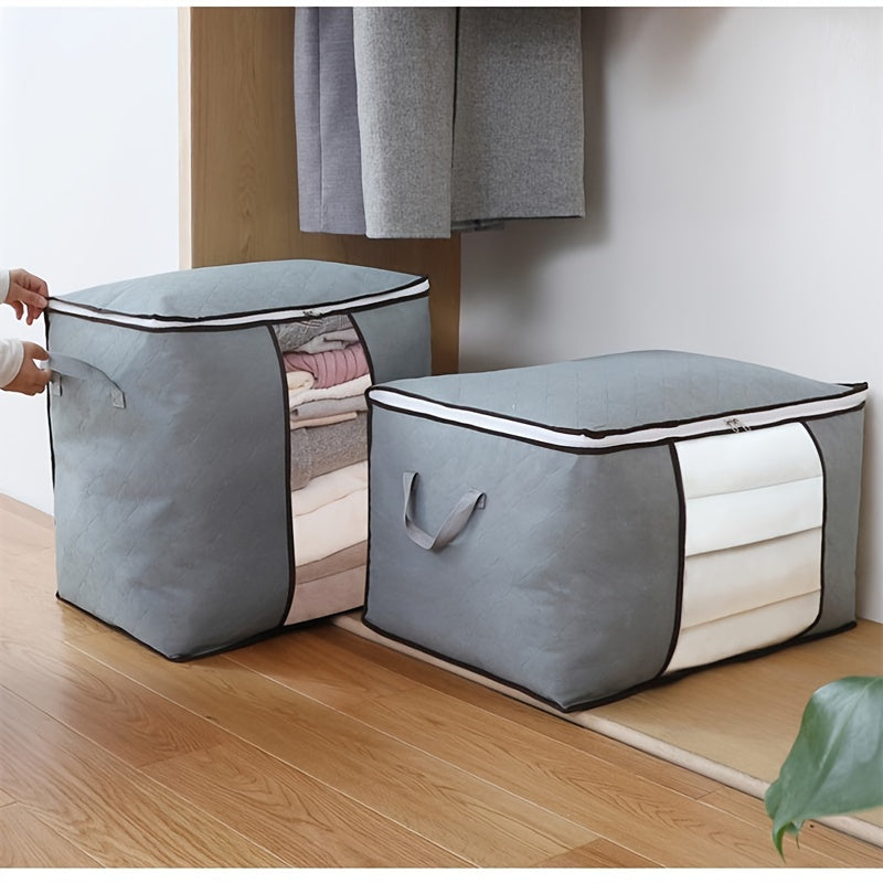 Bolsa organizadora de almacenamiento extra grande con ventana transparente y cremalleras duraderas para ropa de cama y edredones