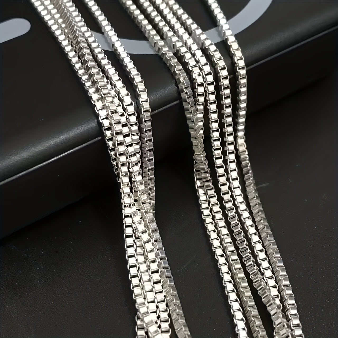 Set of 5 Silver Box Chain Links 16-30 Inches with Lobster Clasps for DIY Jewelry