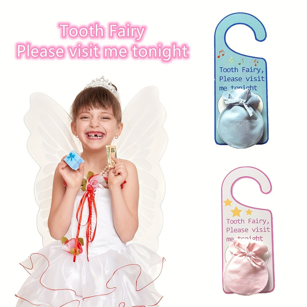 Kids' Tooth Fairy Door Hanger Pillow Pouch for Lost Teeth Boys Girls