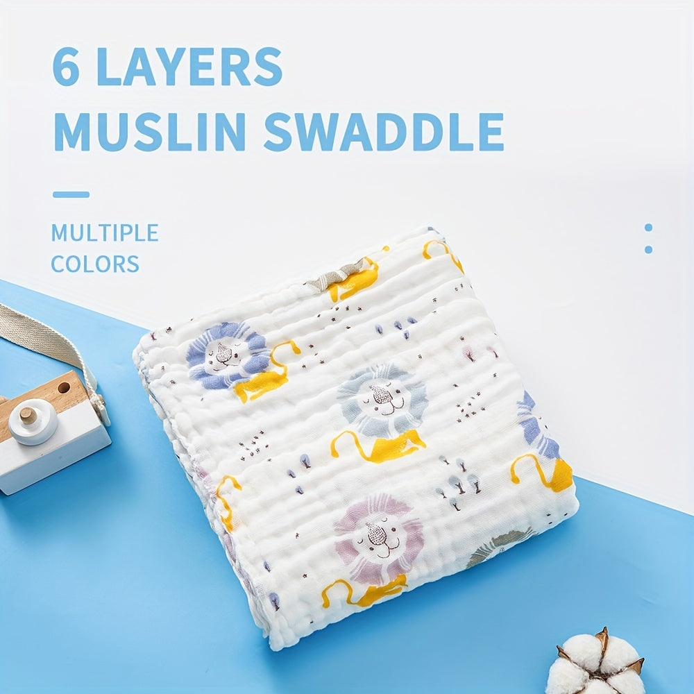 6-слойное мягкое муслиновое пеленание одеяло 105x105см, детский плед, тканый хлопок, машинная стирка