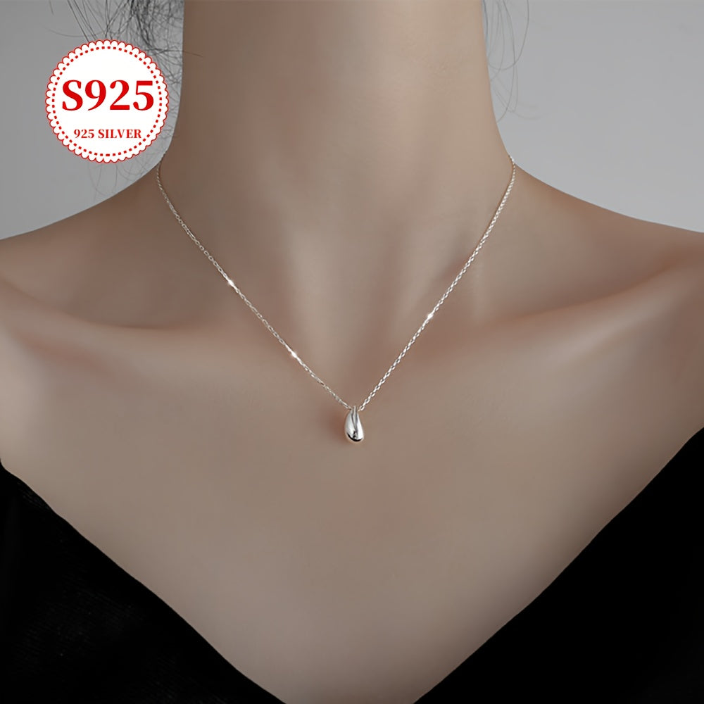 Sterling Silver Teardrop Necklace for Women 18K Gold Plated Minimalist Jewelry