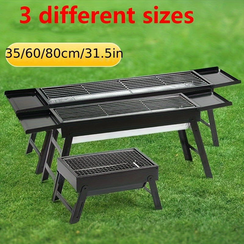 Portativ qora zanglamaydigan po'lat BBQ grill, tashqi yig'ilishlar va tabiatda sayohat uchun yig'iladigan va kichik, olib yurish va o'rnatish oson, chidamli grill qilish bilan teng pishirish.