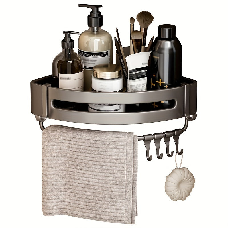 Self-Adhesive Corner Shower Caddy with Rust-Proof Shelves and Towel Holder