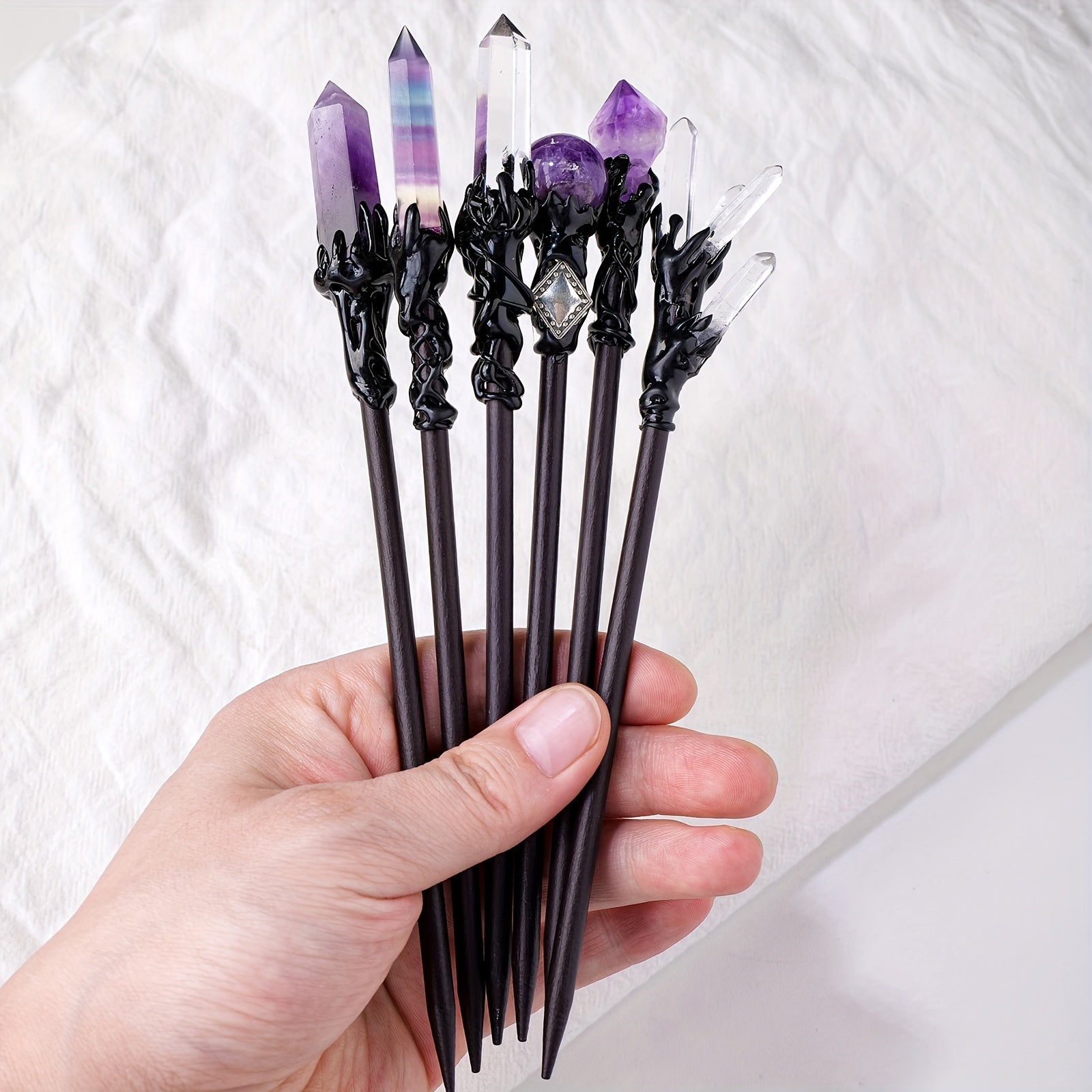 Barra de cabello de cristal para mujer con cuarzo natural y diseño elegante