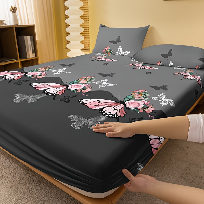 Floral Print Fitted Sheet Soft Comfortable Bedding Deep Pocket Mattress Protector