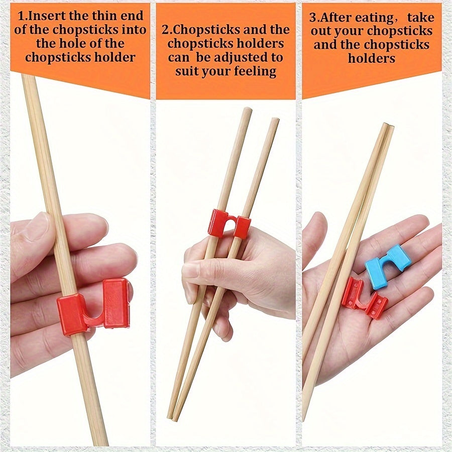 Set of 4 Plastic Chopstick Grip Aids for Adults Beginners with Interchangeable Connectors