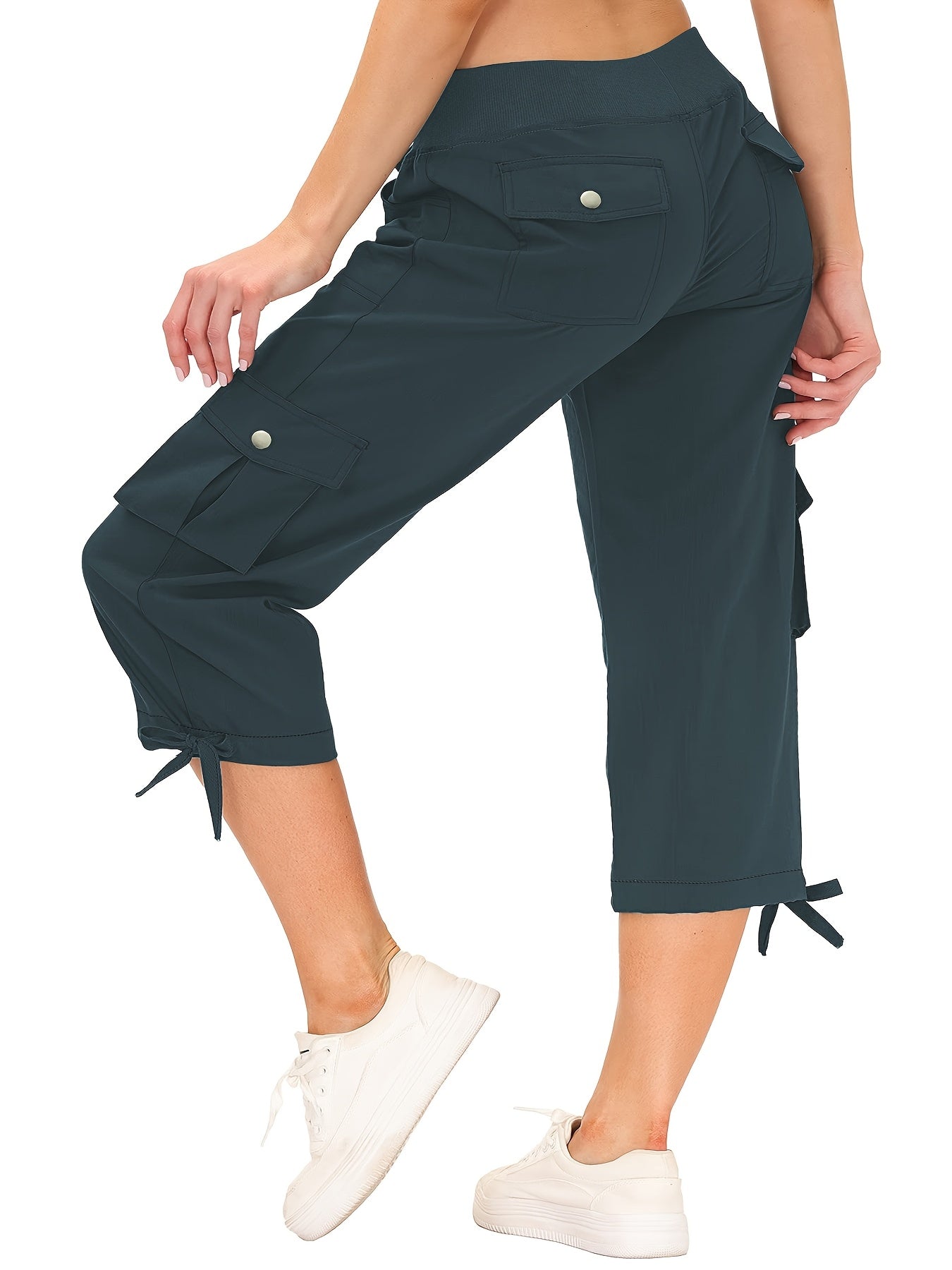 Women's Plus Size Cargo Capris Hiking Pants Lightweight Quick-Dry Outdoor