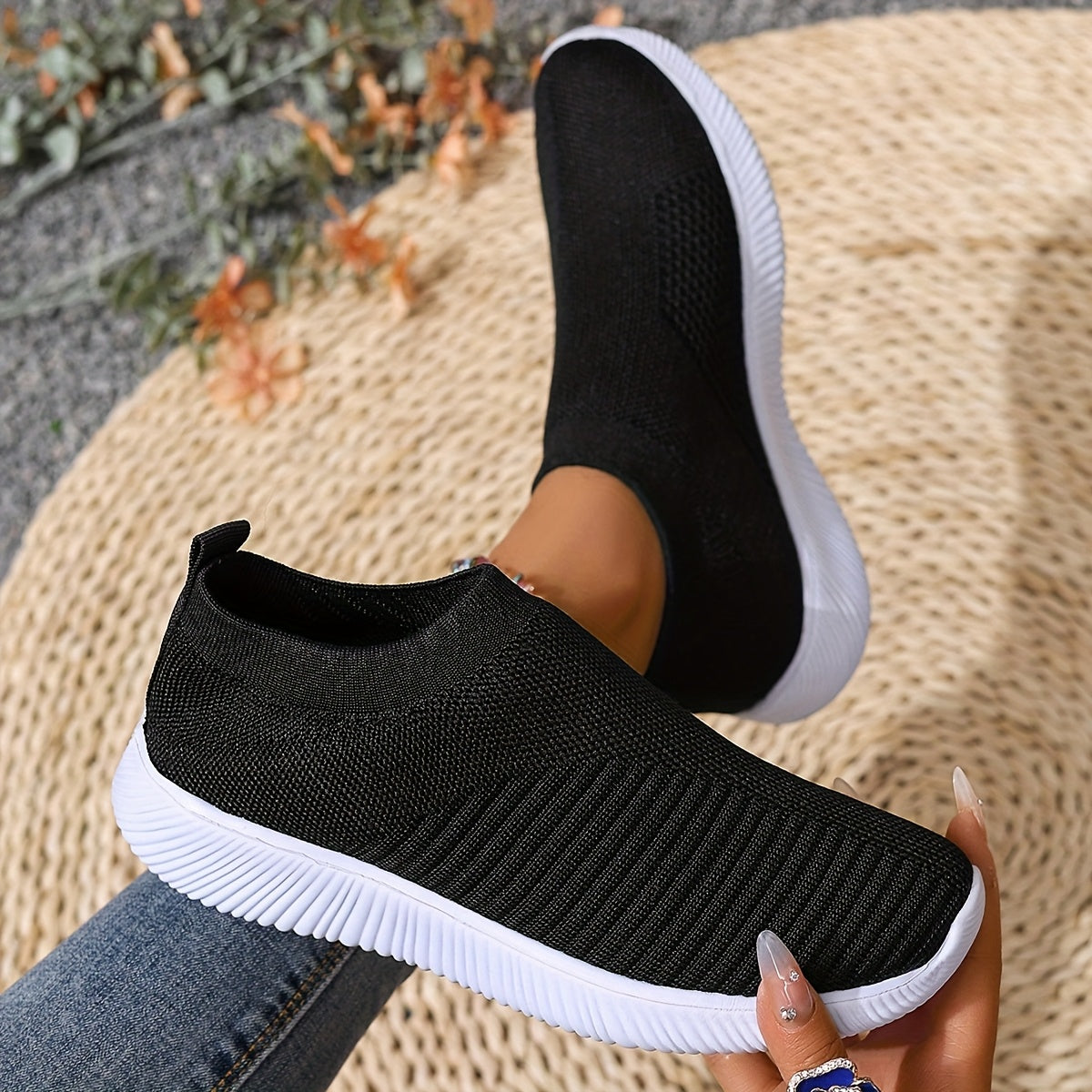 Women's Slip-On Casual Sneakers Breathable Fabric Lightweight EVA Shoes