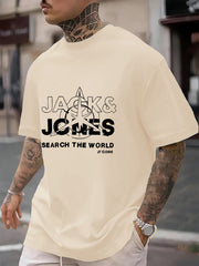 Men's Plus Size Casual Polyester T-Shirt with Graphic Print Short Sleeve Crew Neck