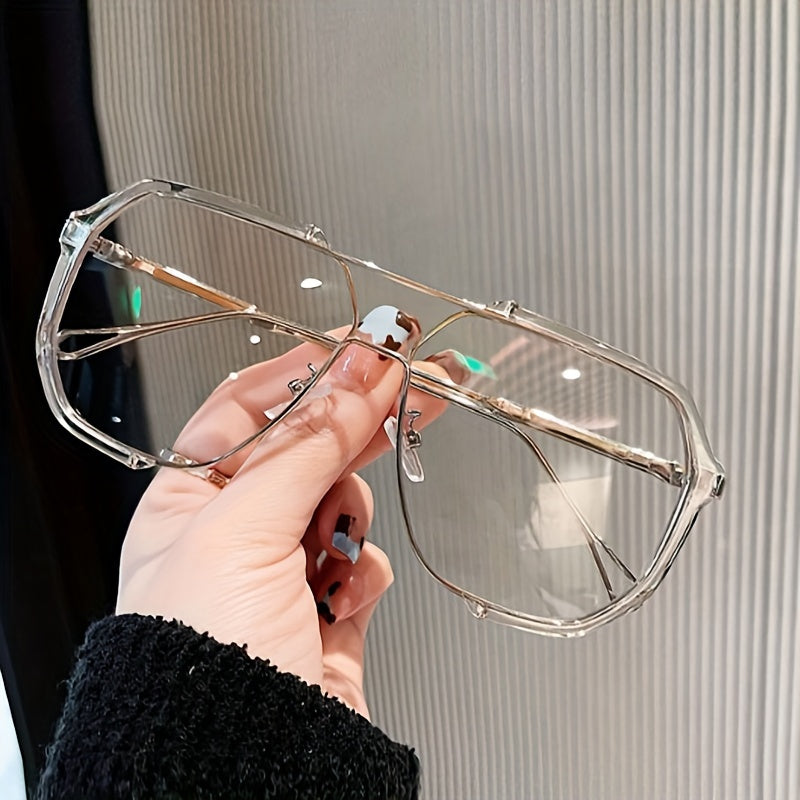 Large Unisex Fashion Sunglasses with Double Bridge Design for Driving Beach Casual