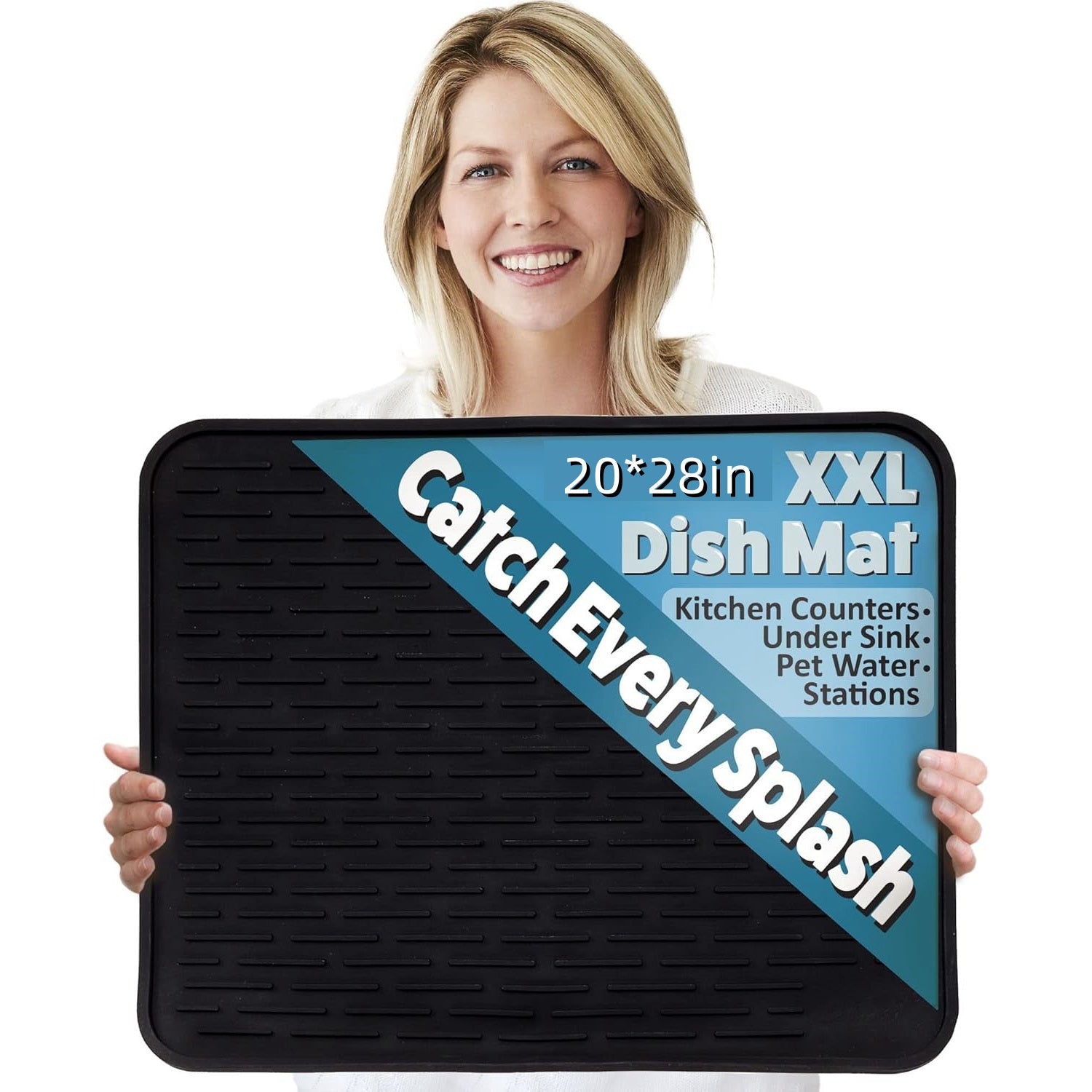 Черный силиконовый коврик для плиты - экстра большой, термостойкий, нескользящий, водонепроницаемый, многофункциональный с приподнятыми краями для электрических и газовых плит, кухни, столовой, готовки, использования в духовке