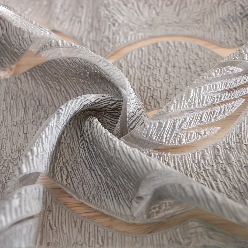 Light Gray Leaf Jacquard Sheer Curtain with Rod Pocket for Bedroom Living Room Office