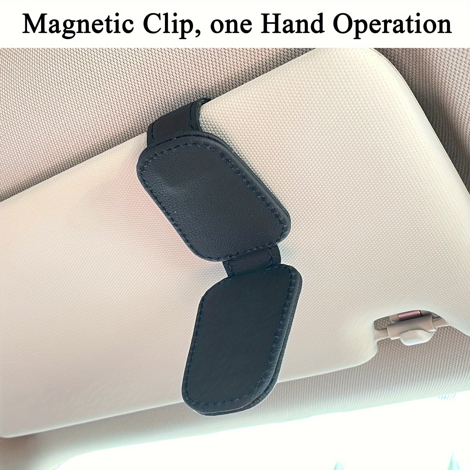 Car Sunglasses Holder Magnetic PU Leather Clip for Visor Glasses Hanger Accessory