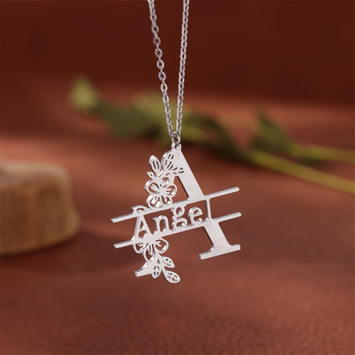 Gold Tone Stainless Steel Necklace with Floral Pendant for Women