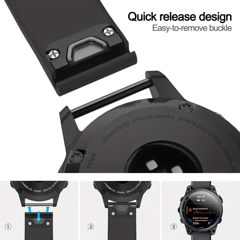 Garmin Fenix 7 Solar, Forerunner 955, Instinct 2 va boshqalar uchun maksimal qulaylik va chidamlilik uchun mo'ljallangan yuqori samarali sport kamarlarimiz bilan yangilang. Fenix 6, 5, Forerunner 945, Fenix3 HR, Descent MK 1 va boshqalar bilan mos keladi.