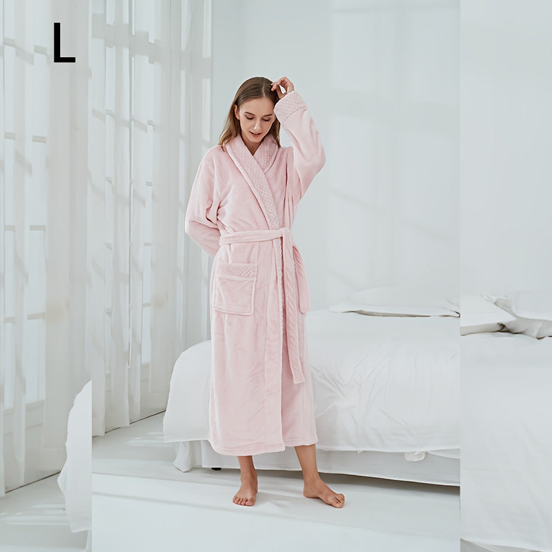 Unisex Flannel Bathrobe for Autumn Winter Cozy Nightwear Home