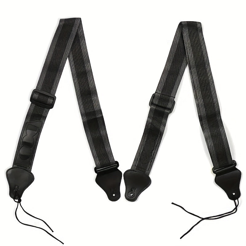 Correa de guitarra de cuero sintético y algodón para hombres y mujeres, clásica, bajo eléctrico, gris