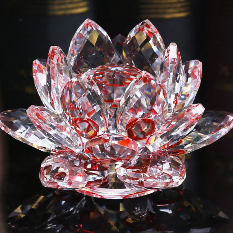 Crystal Lotus Ornament for Home and Desk Decor Handmade Decorative Sculpture