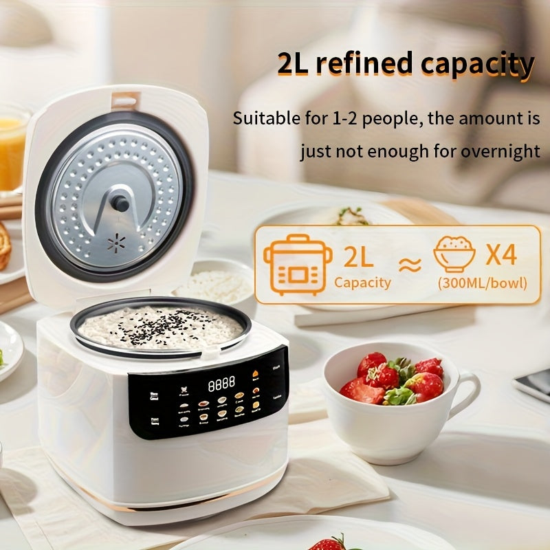 Mini Smart Rice Cooker Steamer 10-in-1 Multi Cooker 2L Nonstick Portable