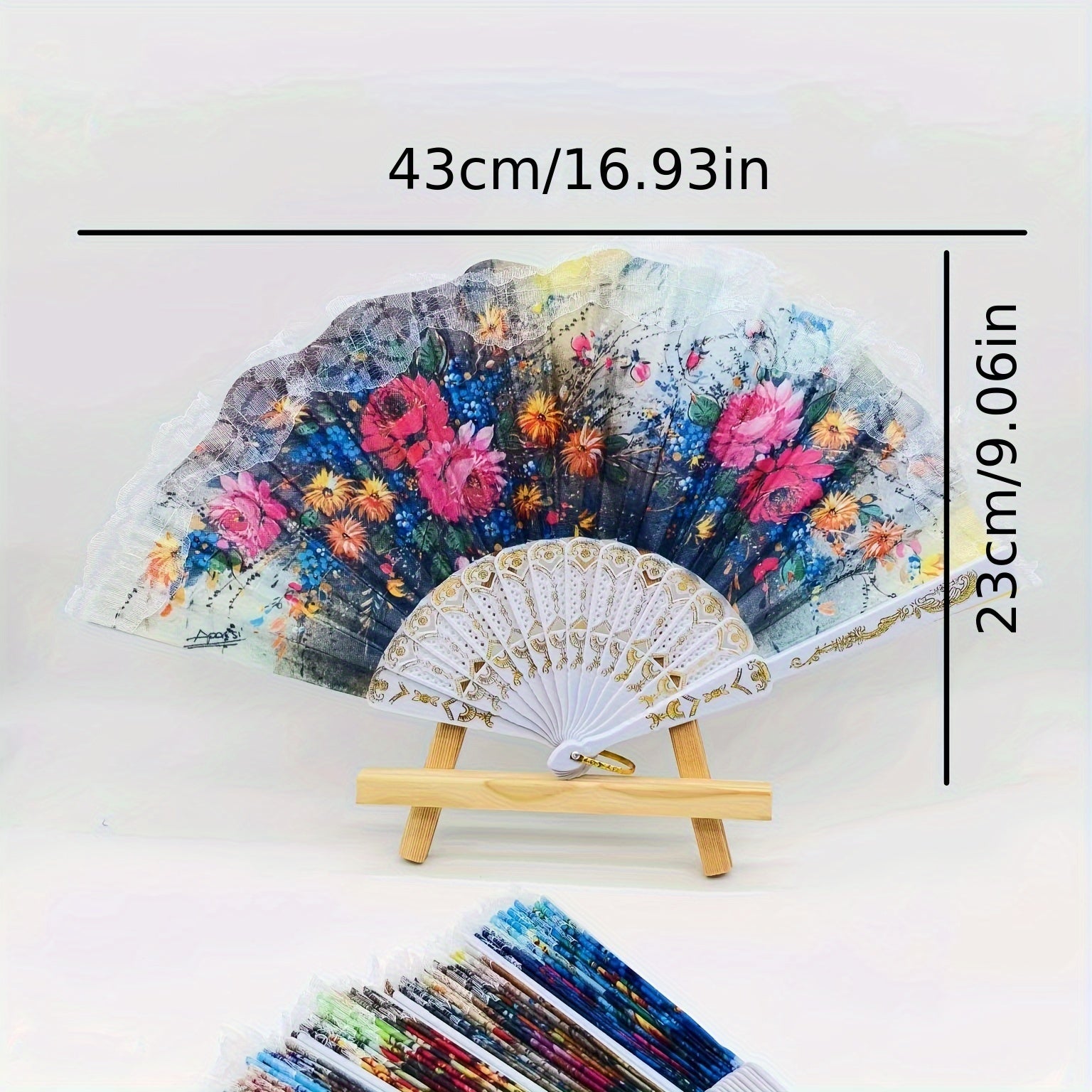 6 ta Vintage Dantel Qiyshaytirilgan Ventilyatorlar - Chiroyli Gullar naqshi, Lenindan tayyorlangan, To'ylar va Partiyalar uchun ideal