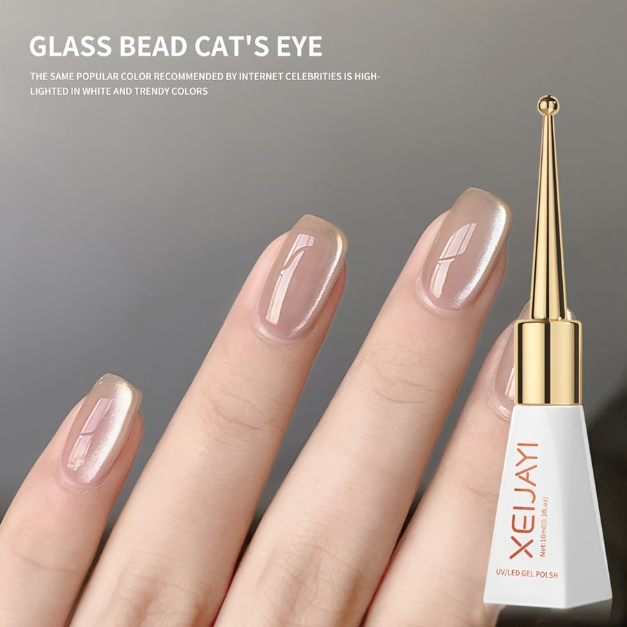 Women White Porcelain Cat Eye Nail Polish Gel with Magnetic Effect