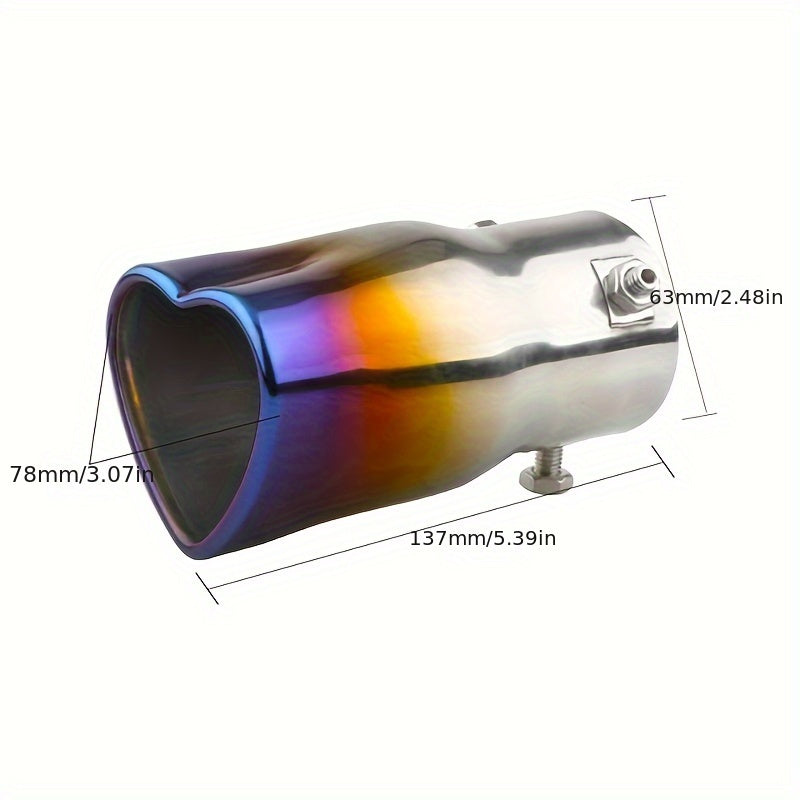 Unisex Stainless Steel Heart Shape Car Exhaust Tips 2.5 Inch Silver Color
