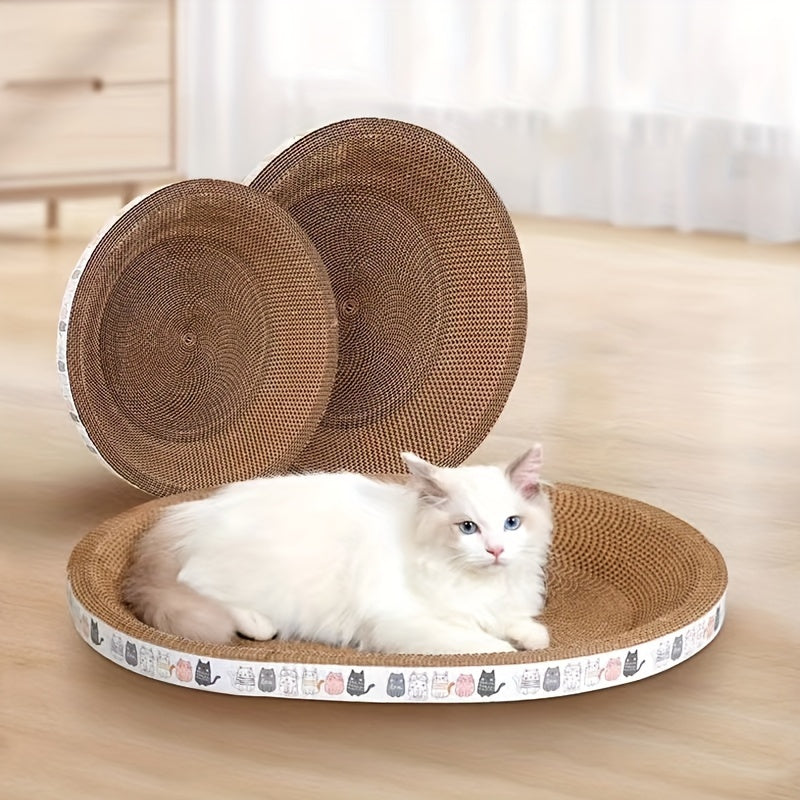 Cat Scratching Post Bed with Oval Post and Cozy Resting Spot