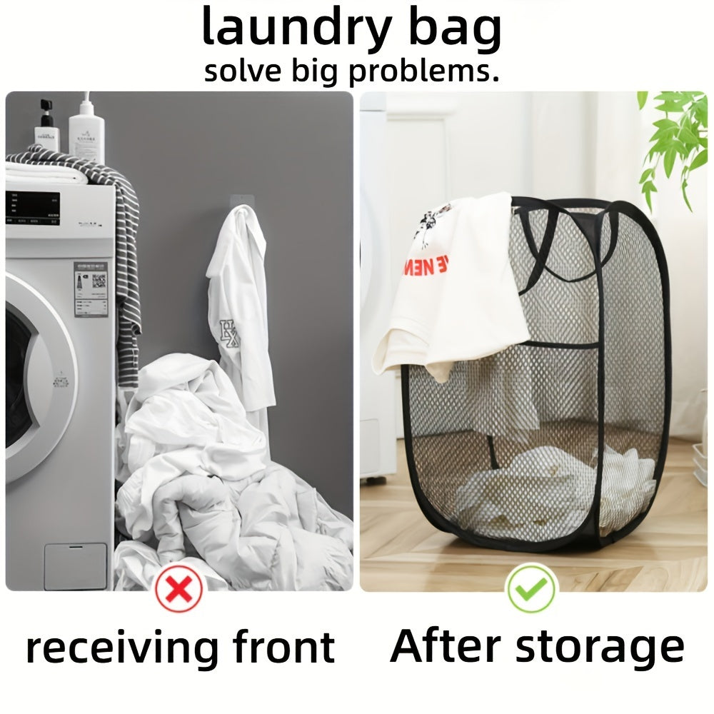 Mesh Laundry Basket with Handle Collapsible Lightweight for Home College or Travel