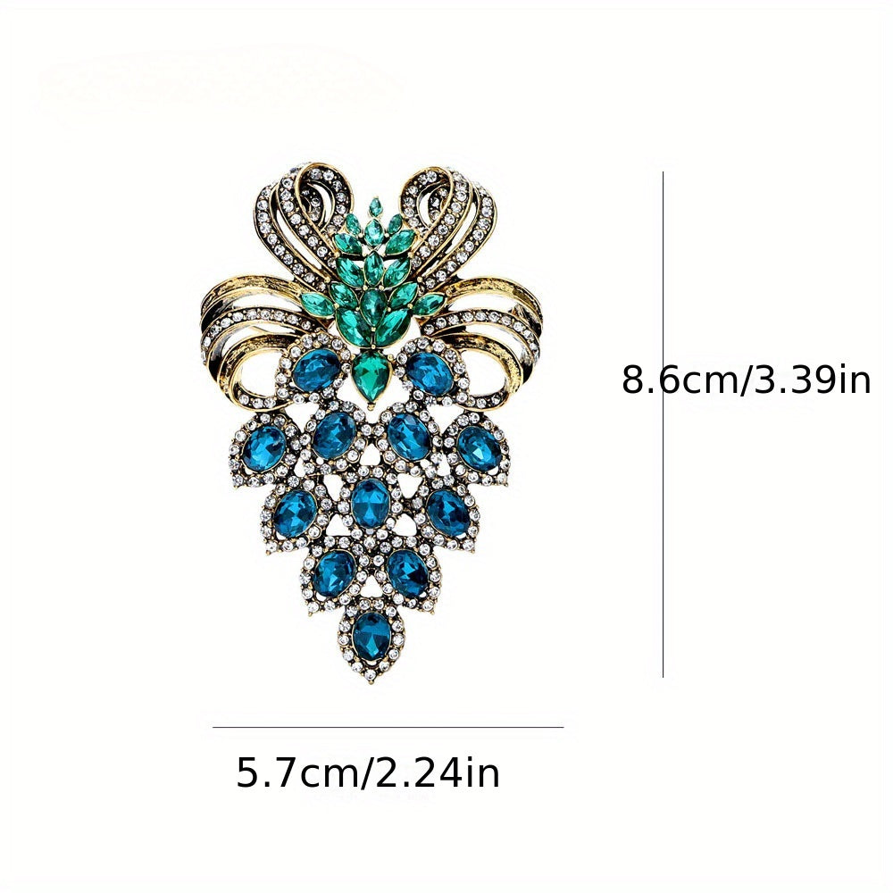 Retro Grape Brooch Oversized Rhinestone Corsage Pin for Women's Winter Style