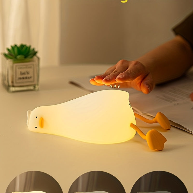 Luz nocturna de pato de silicona con control táctil regulable para mesita de noche y ambiente en el dormitorio