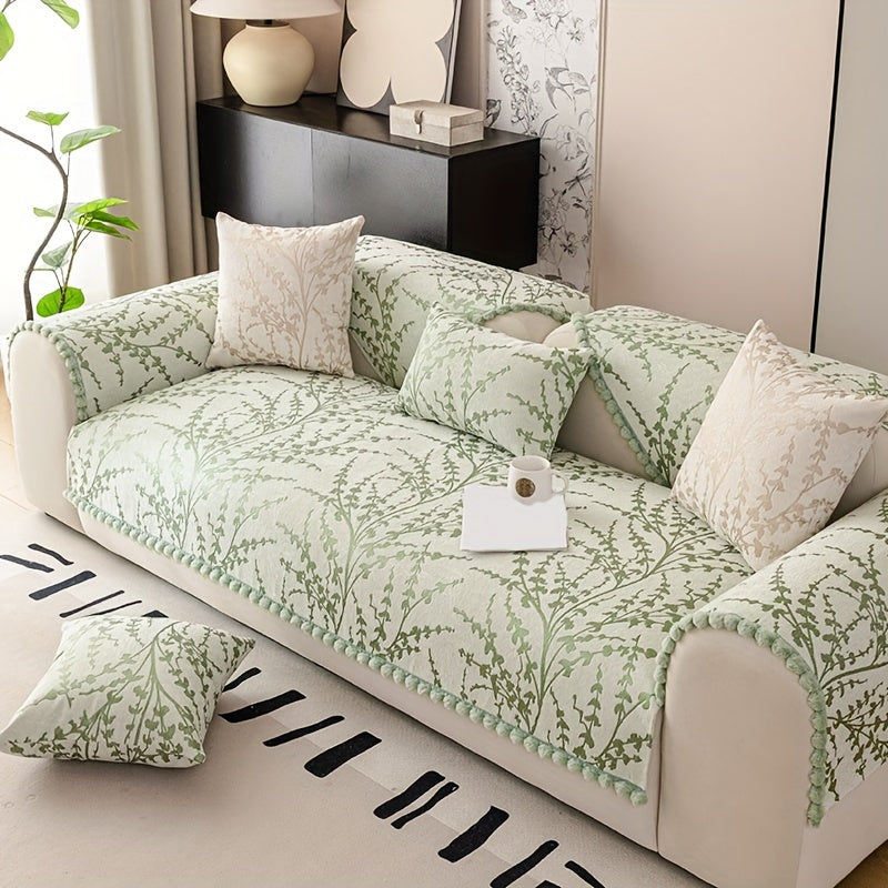 Chenille Jacquard Sofa Cover Non-slip Anti-Cat Scratch All-Season Furniture Protector