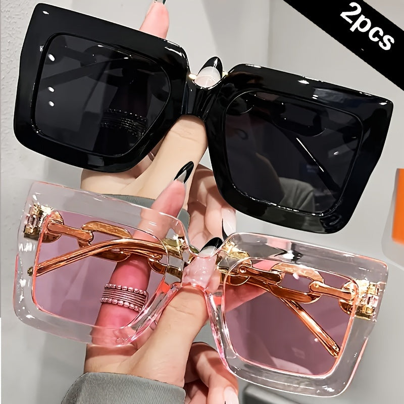 Women's Oversized Square Frame Fashion Glasses Anti-Glare Shades for Beach and Travel