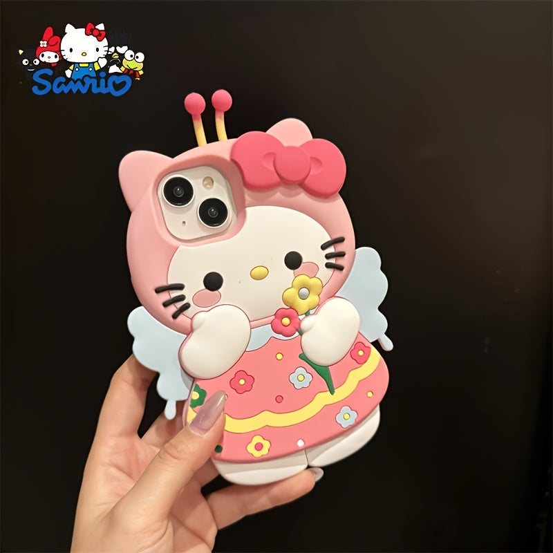 Hello Kitty Cartoon Phone Case for iPhone Silicone Shell with Lanyard