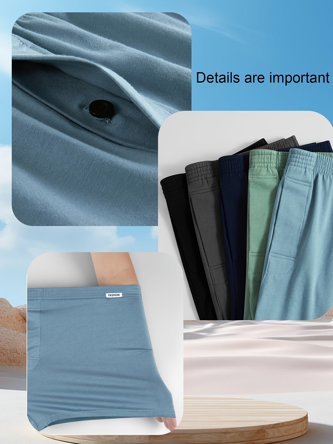 Men's Cotton Loose Boxer Shorts Pack of 3 Large Size Sleepwear 2024