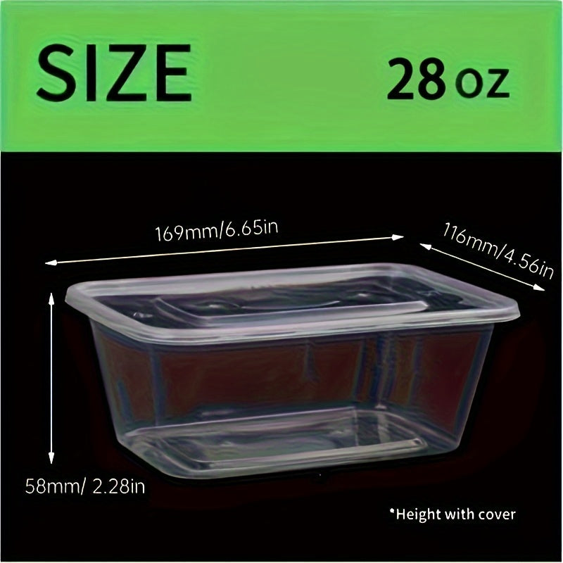 28oz контейнеры для хранения продуктов из пластика без BPA с герметичными крышками, складывающиеся, безопасные для микроволновки, 10, 30 или 50 штук