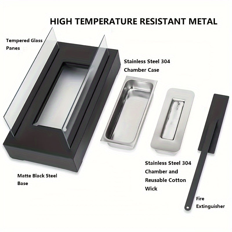 Rectangular Portable Alcohol Fireplace Lamp for Outdoor Use and BBQs