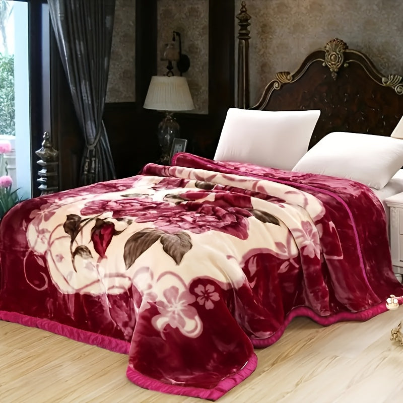 Red Floral Throw Blanket Ultra-Soft Warm Couch Bed Decor Machine Washable