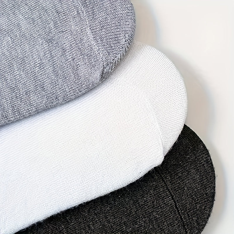 Men's Solid Color Ankle Socks 10 Pairs Lightweight Comfortable Polyester Spandex