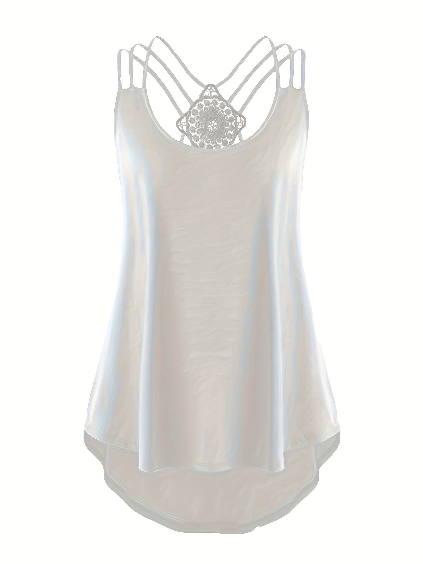 Top sin mangas de talla grande para mujer con encaje negro, casual, bohemio, verano