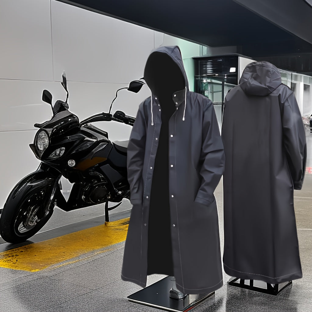 Black EVA Waterproof Raincoat for Outdoor Activities Long Hooded Jacket for Cycling Hiking Fishing