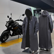 Black EVA Waterproof Raincoat for Outdoor Activities Long Hooded Jacket for Cycling Hiking Fishing