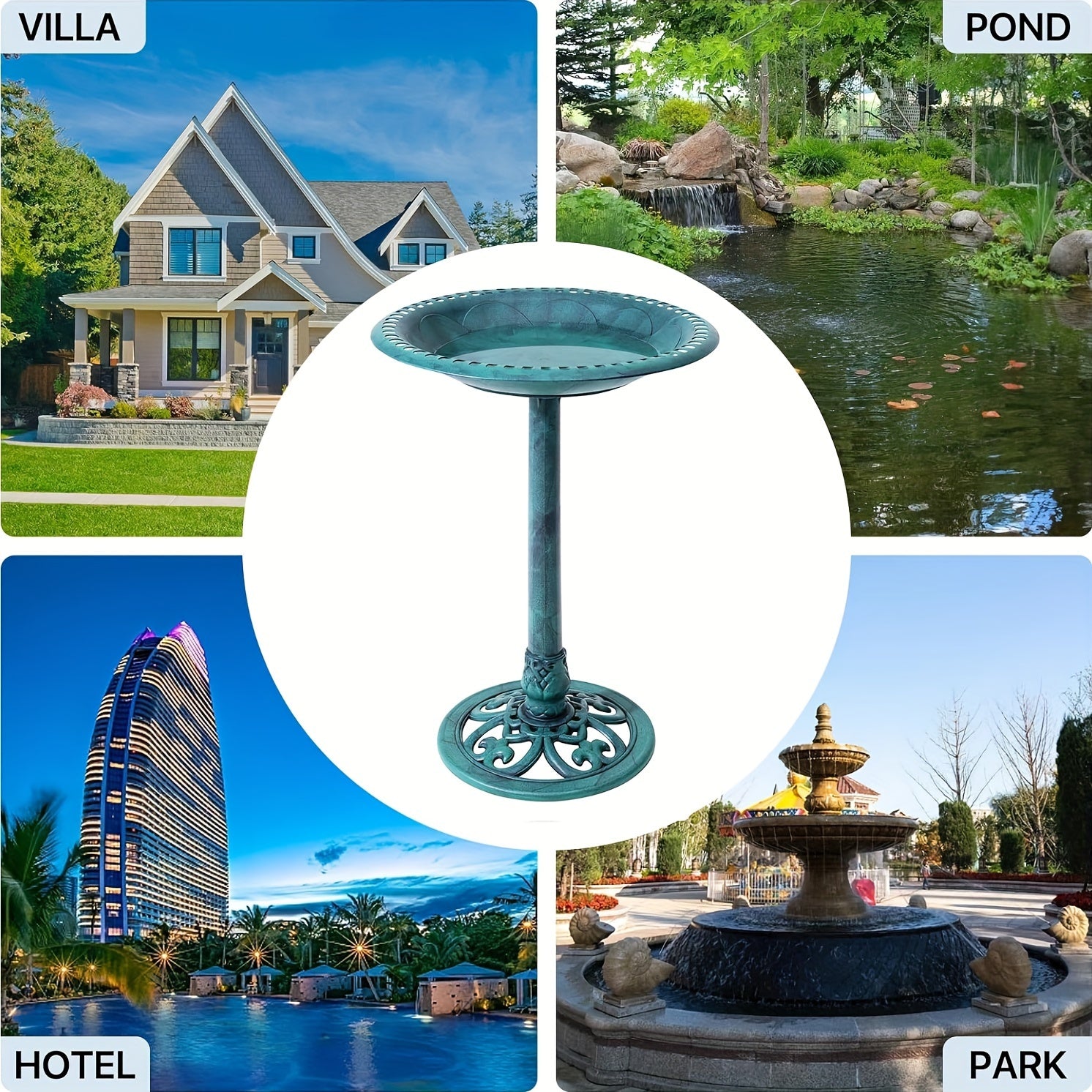 Garden Bird Bath Pedestal Made of PP Material for Hummingbirds and Birds