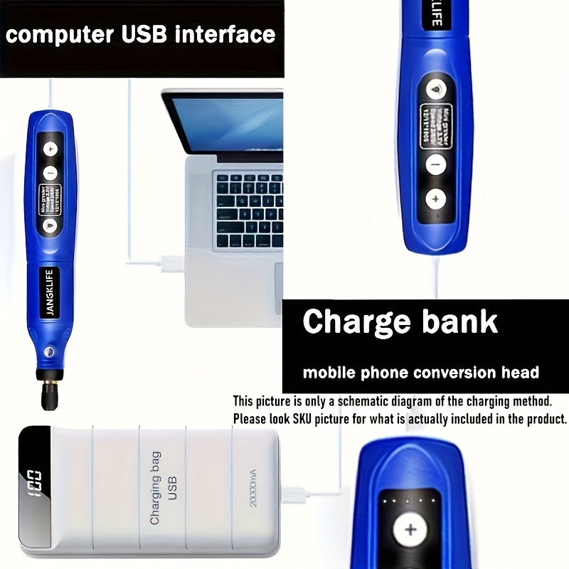 Juego de herramientas rotativas mini con amoladora inalámbrica de 5 velocidades para proyectos de bricolaje