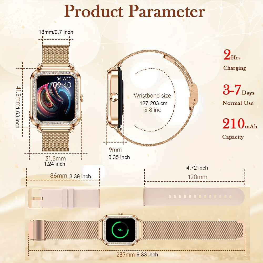 Women's Stainless Steel Smart Watch with 200+ Watch Faces, Sports Modes, Sleep Monitoring