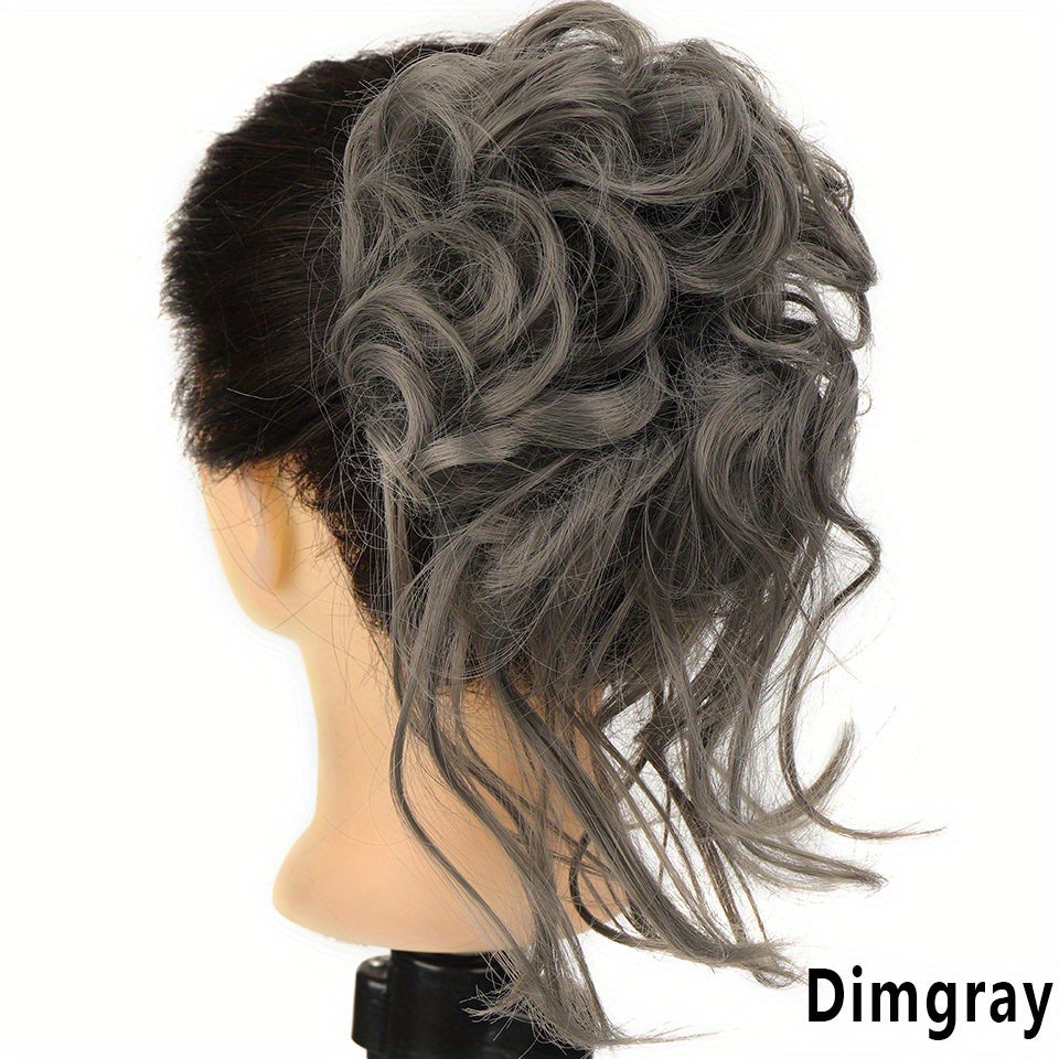 Women Messy Curly Donut Hair Bun Updo Synthetic Hair Extension 25.4cm