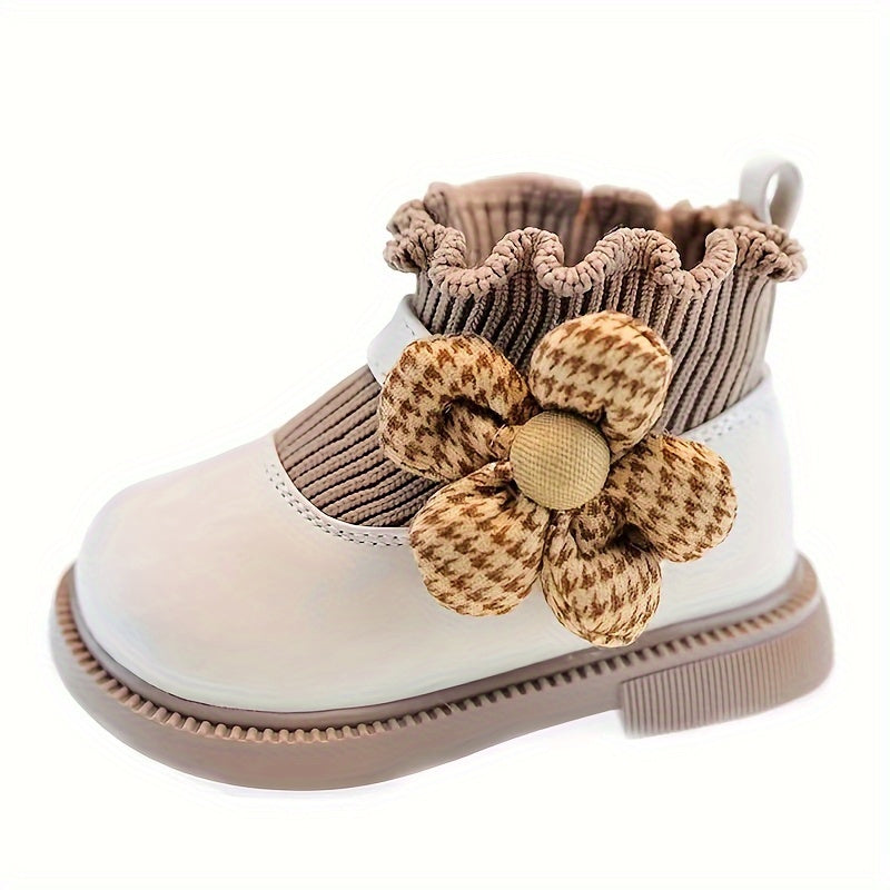 Baby Girls Toddler Ankle High Shoes with Soft Soles Floral Cloud Pattern All-Season
