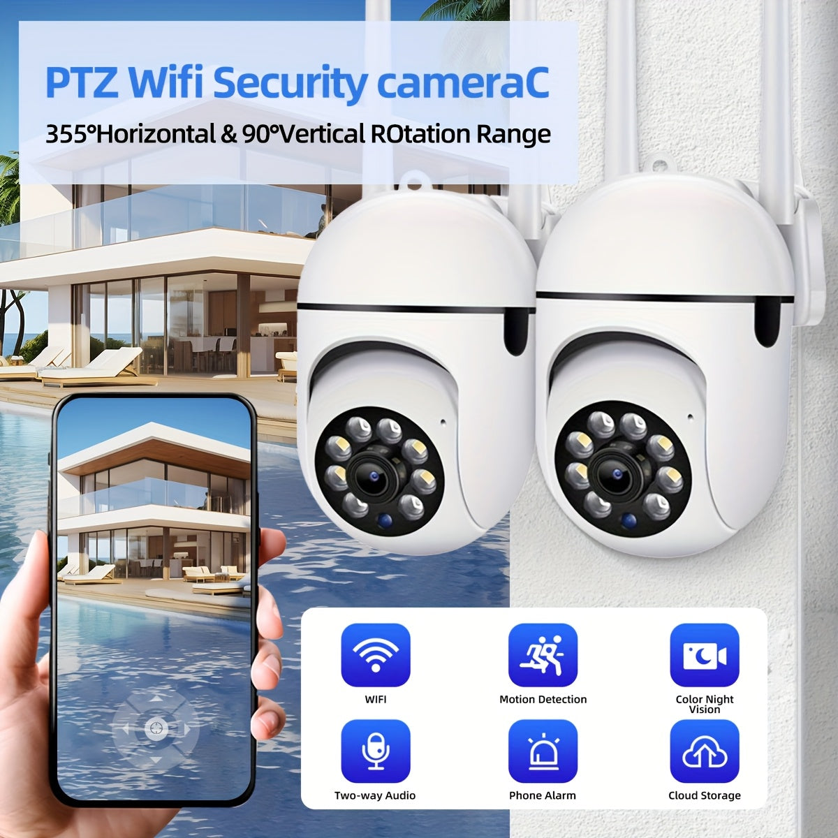 1080P WiFi Security Camera with Auto Tracking Color Night Vision Two-Way Audio Humanoid Tracking Indoor Surveillance