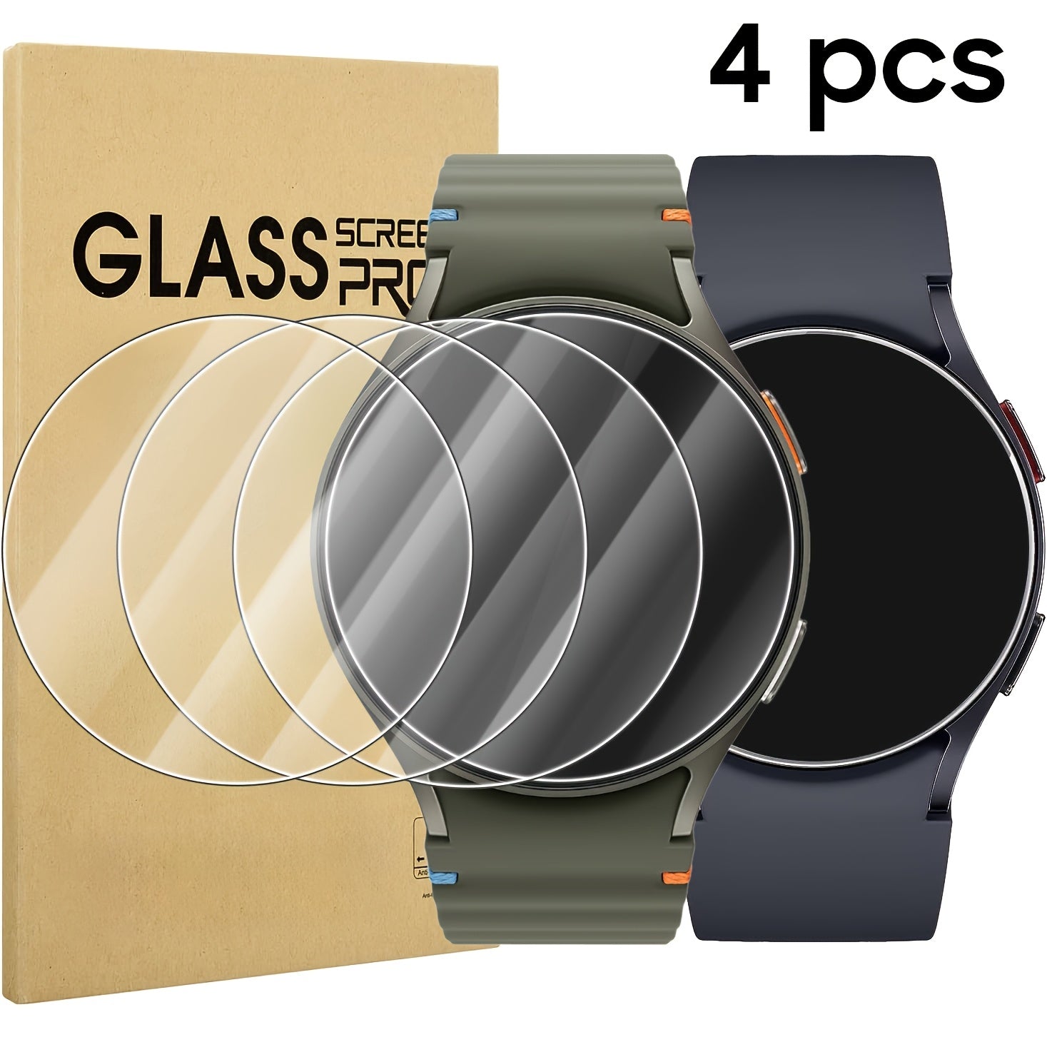 4pcs Tempered Glass Screen Protectors for Samsung Galaxy Watch 7 40mm 44mm Anti-Scratch HD Touch